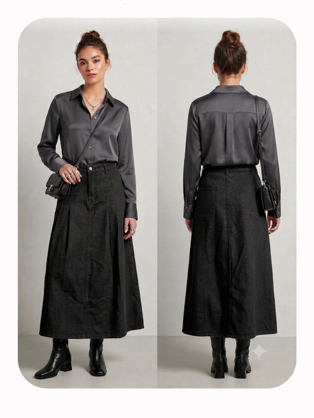 Women's Black A-Line Maxi Skirt - Sleek Everyday Style